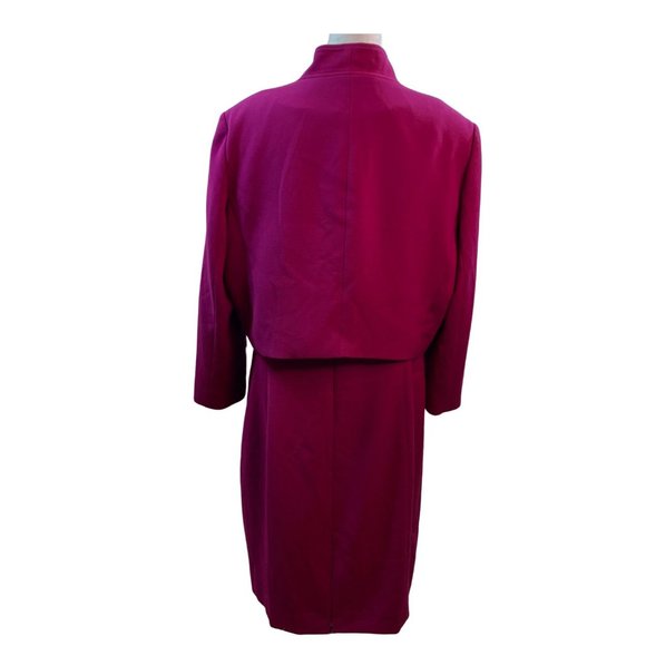 Tahari Arthur S. Levine Womens 2 Pc Magenta Suit Dress Size 18 - Picture 6 of 16